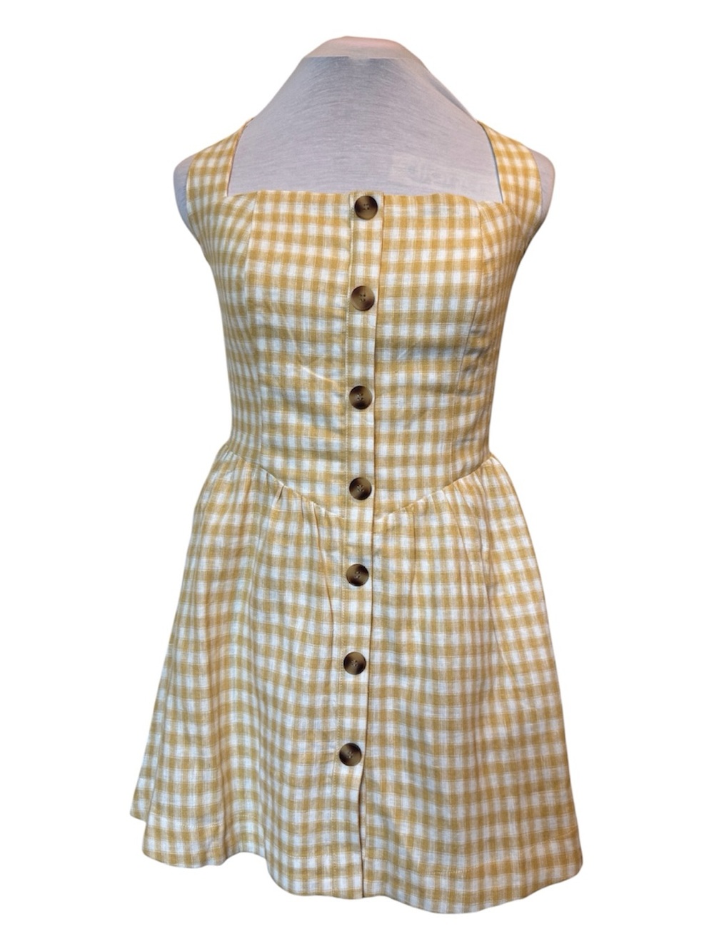 Camila Coelho Yellow Gingham Button-Front Dress - Picture 2 of 7
